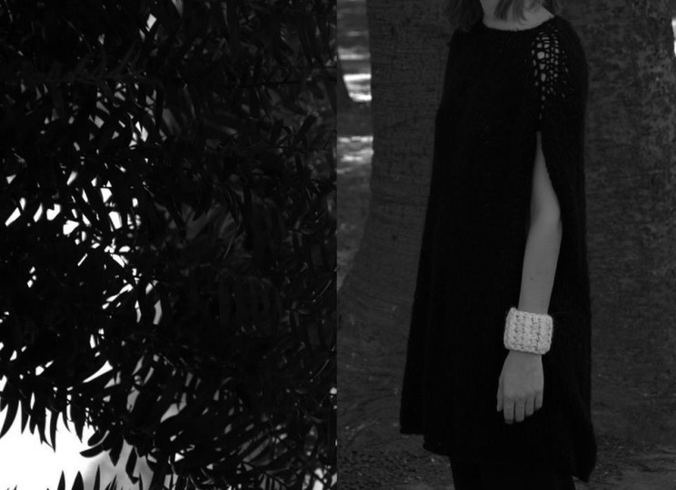 Space cape, mohair, wool, handmade, knitwear, contemporary, kinetic, natural fibers, tejidos, hecho a mano, maydi