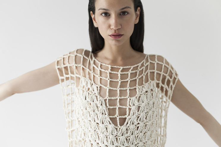 Net dress, cotton ribbon, handmade, crochet, knitwear, tejidos, fibras naturales, Net SS2016, Maydi