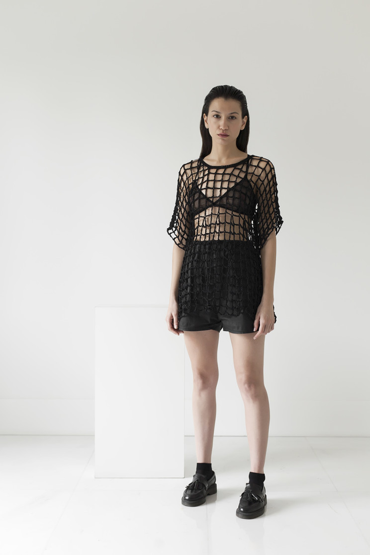 Aerial tunic oversize, cotton ribbon, handmade, crochet, knitwear, tejidos, fibras naturales, Net SS2016, Maydi