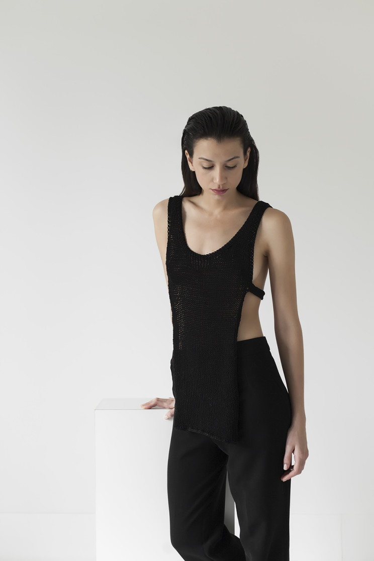 Dimension top, cotton ribbon, handmade, crochet, knitwear, tejidos, fibras naturales, Net SS2016, Maydi