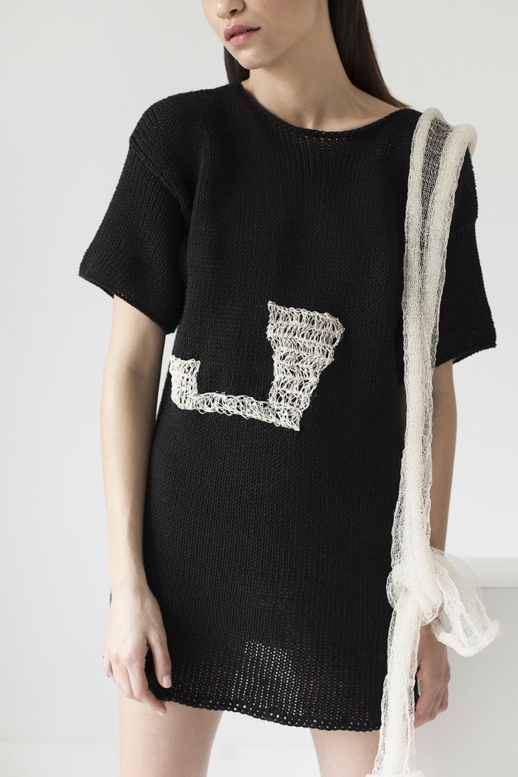 Light dress raw silk, cotton ribbon, handmade, crochet, knitwear, tejidos, fibras naturales, Net SS2016, Maydi