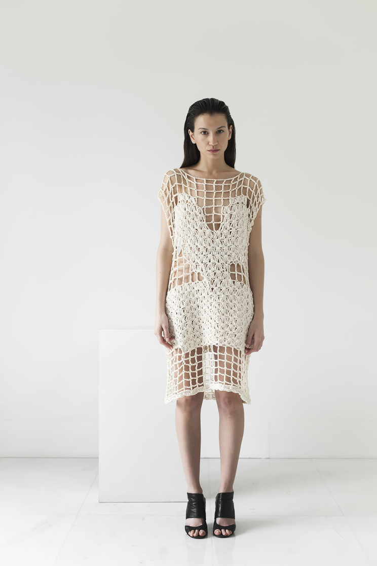 Net dress, cotton ribbon, handmade, crochet, knitwear, tejidos, fibras naturales, Net SS2016, Maydi